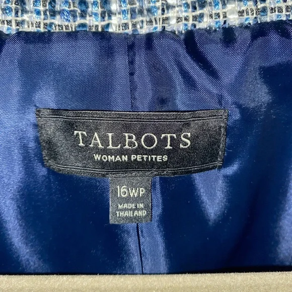 NWOT TALBOTS Navy & White Tweed Blazer, 2Pkts, 3 Buttons w/Detailed Buttons - Picture 5 of 14